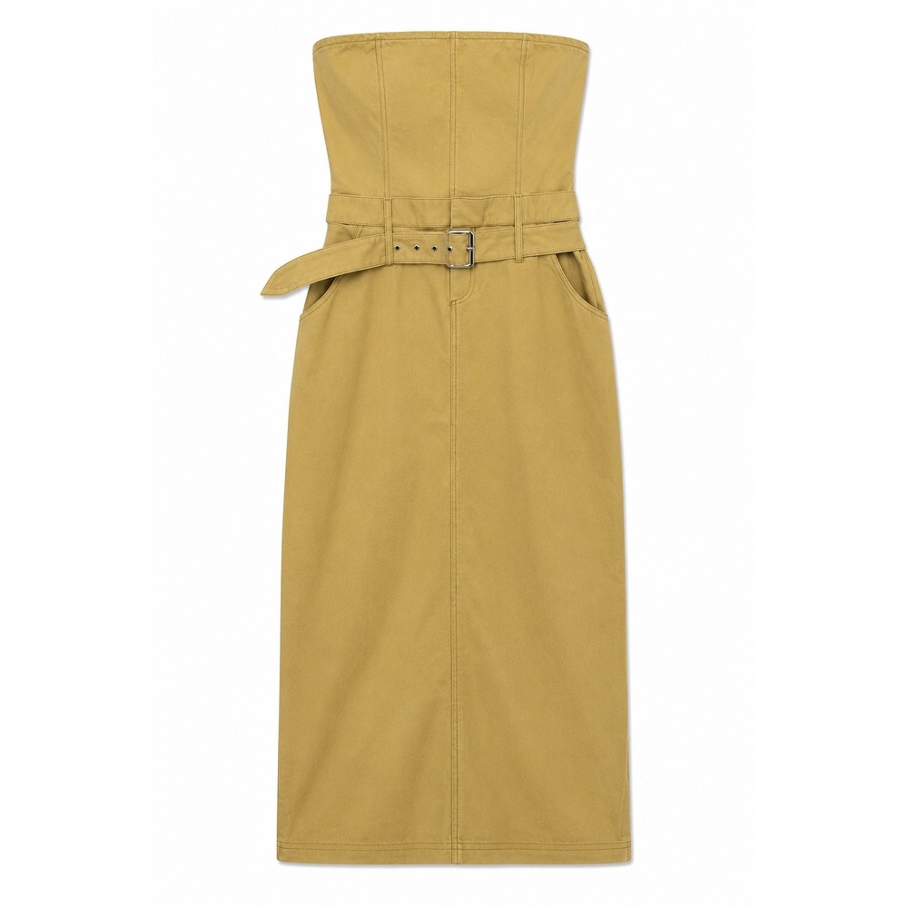 Zara Strapless Cargo Dress Size Medium‎ NWT Belted Utility Midi Dress